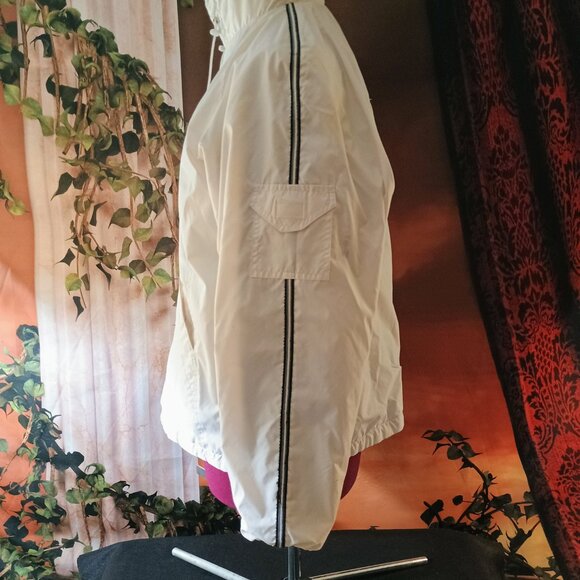 VGUC: Weather Tamer Sze. XL White & Grey Reversable Windbreaker With Hood - Picture 4 of 6